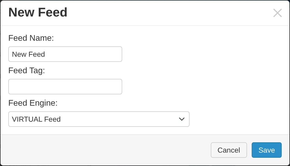 New feed dialog
